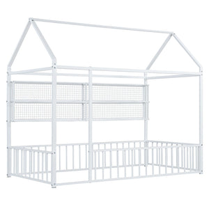 HomeRoots White Metal Twin House Bed Frame - Modern Minimalist Design, Durable Support, Easy Assembly for Kids' Rooms 592787