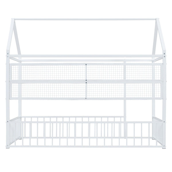 HomeRoots White Metal Twin House Bed Frame - Modern Minimalist Design, Durable Support, Easy Assembly for Kids' Rooms 592787