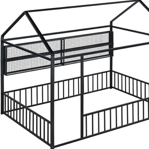 HomeRoots Black Metal Full Bed Frame - Modern Industrial Design, Durable Construction, Supportive & Stylish 592788