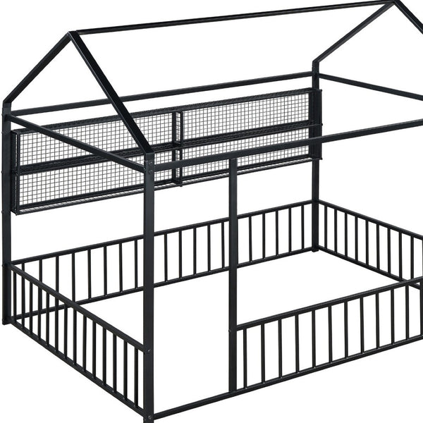 HomeRoots Black Metal Full Bed Frame - Modern Industrial Design, Durable Construction, Supportive & Stylish 592788