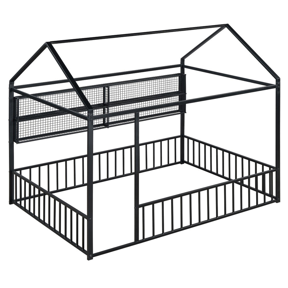 HomeRoots Black Metal Full Bed Frame - Modern Industrial Design, Durable Construction, Supportive & Stylish 592788