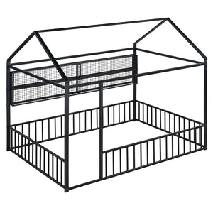 HomeRoots Black Metal Full Bed Frame - Modern Industrial Design, Durable Construction, Supportive & Stylish 592788