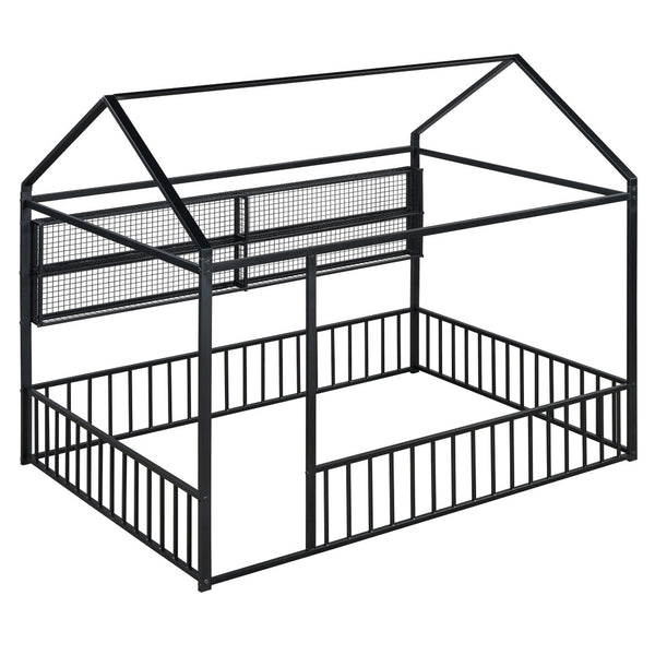 HomeRoots Black Metal Full Bed Frame - Modern Industrial Design, Durable Construction, Supportive & Stylish 592788