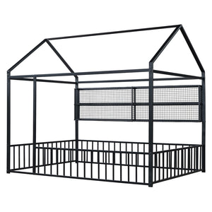 HomeRoots Black Metal Full Bed Frame - Modern Industrial Design, Durable Construction, Supportive & Stylish 592788