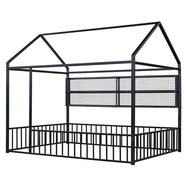 HomeRoots Black Metal Full Bed Frame - Modern Industrial Design, Durable Construction, Supportive & Stylish 592788