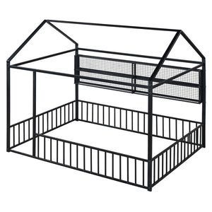 HomeRoots Black Metal Full Bed Frame - Modern Industrial Design, Durable Construction, Supportive & Stylish 592788