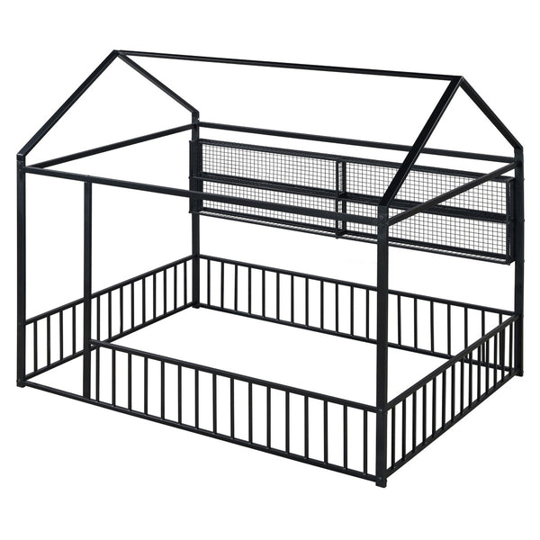 HomeRoots Black Metal Full Bed Frame - Modern Industrial Design, Durable Construction, Supportive & Stylish 592788