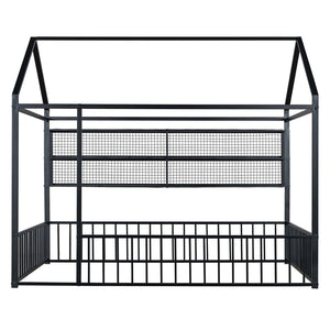 HomeRoots Black Metal Full Bed Frame - Modern Industrial Design, Durable Construction, Supportive & Stylish 592788