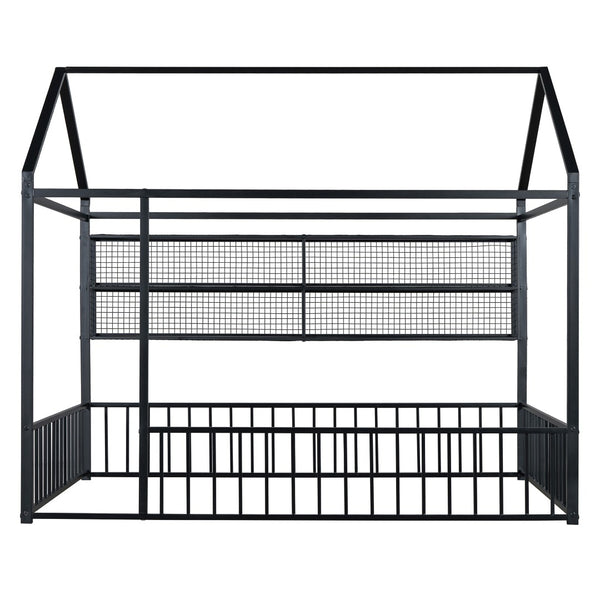 HomeRoots Black Metal Full Bed Frame - Modern Industrial Design, Durable Construction, Supportive & Stylish 592788