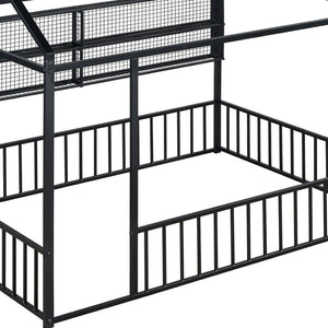 HomeRoots Black Metal Full Bed Frame - Modern Industrial Design, Durable Construction, Supportive & Stylish 592788