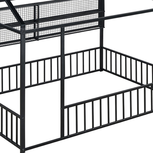 HomeRoots Black Metal Full Bed Frame - Modern Industrial Design, Durable Construction, Supportive & Stylish 592788