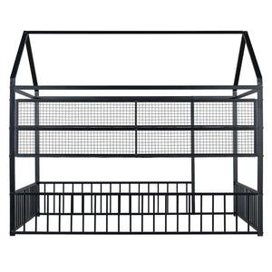HomeRoots Black Metal Full Bed Frame - Modern Industrial Design, Durable Construction, Supportive & Stylish 592788