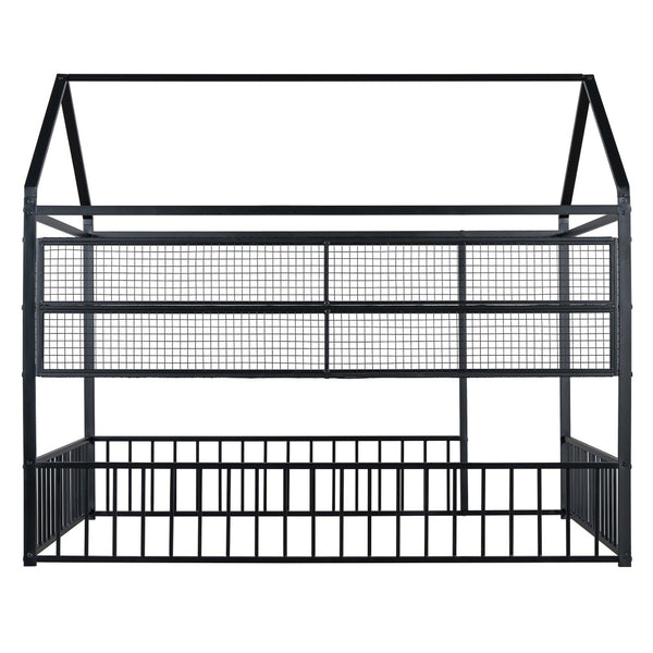 HomeRoots Black Metal Full Bed Frame - Modern Industrial Design, Durable Construction, Supportive & Stylish 592788