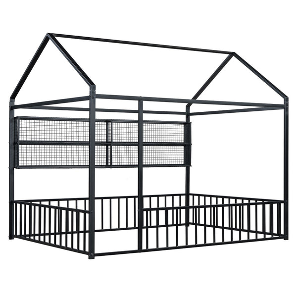HomeRoots Black Metal Full Bed Frame - Modern Industrial Design, Durable Construction, Supportive & Stylish 592788