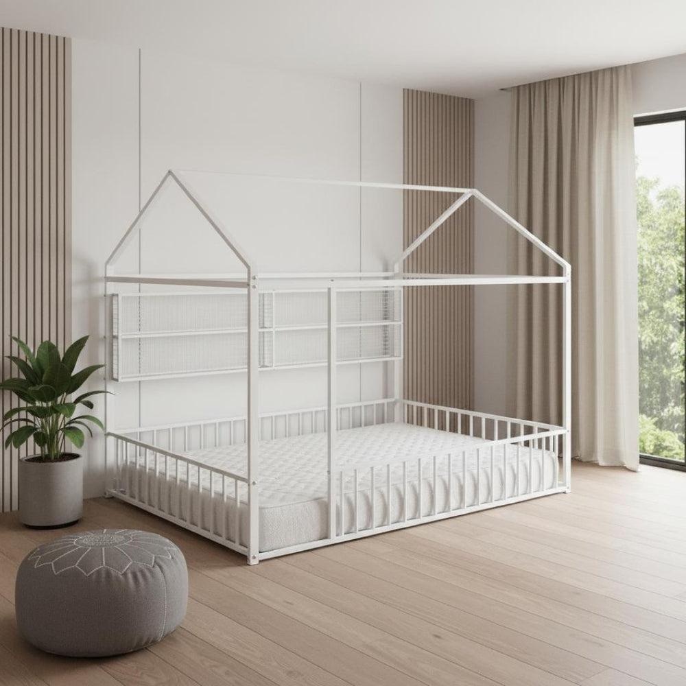 HomeRoots White Metal Full Bed Frame - Modern, Durable, Easy Assembly Design for a Cozy Sleep Space Today! 592790
