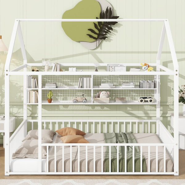 HomeRoots White Metal Full Bed Frame - Modern, Durable, Easy Assembly Design for a Cozy Sleep Space Today! 592790