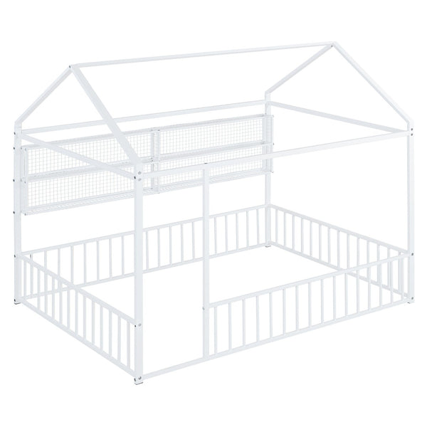 HomeRoots White Metal Full Bed Frame - Modern, Durable, Easy Assembly Design for a Cozy Sleep Space Today! 592790