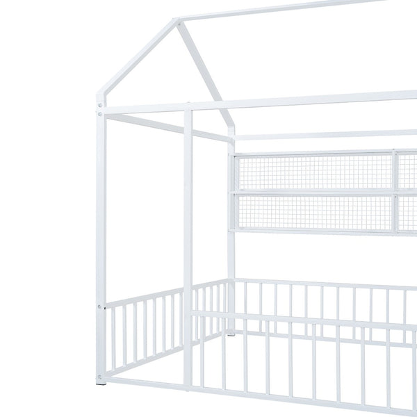HomeRoots White Metal Full Bed Frame - Modern, Durable, Easy Assembly Design for a Cozy Sleep Space Today! 592790