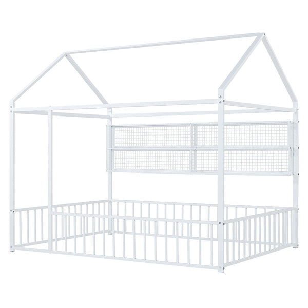 HomeRoots White Metal Full Bed Frame - Modern, Durable, Easy Assembly Design for a Cozy Sleep Space Today! 592790