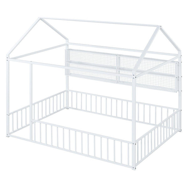HomeRoots White Metal Full Bed Frame - Modern, Durable, Easy Assembly Design for a Cozy Sleep Space Today! 592790