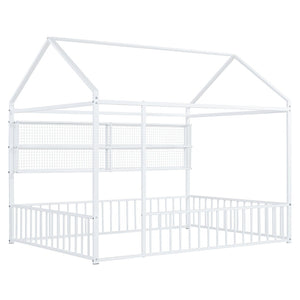 HomeRoots White Metal Full Bed Frame - Modern, Durable, Easy Assembly Design for a Cozy Sleep Space Today! 592790
