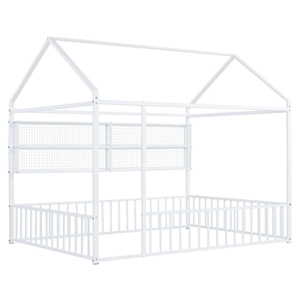 HomeRoots White Metal Full Bed Frame - Modern, Durable, Easy Assembly Design for a Cozy Sleep Space Today! 592790