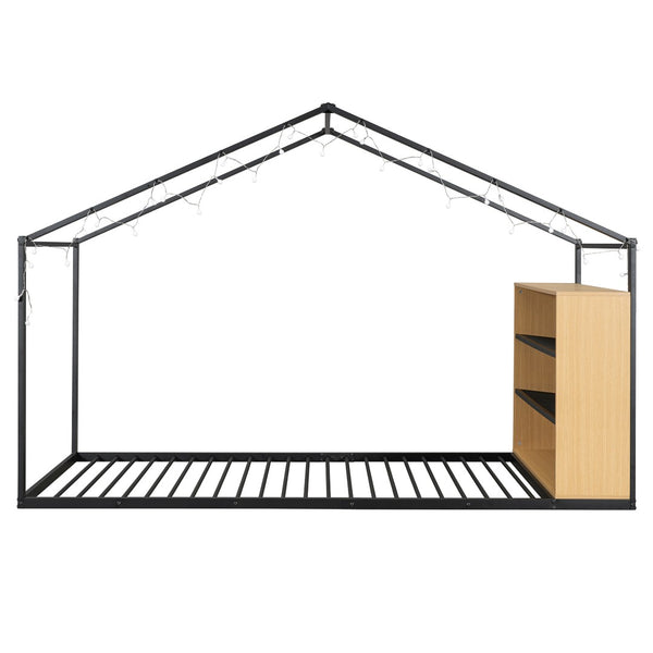 HomeRoots Black Metal Twin House Bed Frame - Modern, Durable Platform Design with Sturdy Support and Style 592793