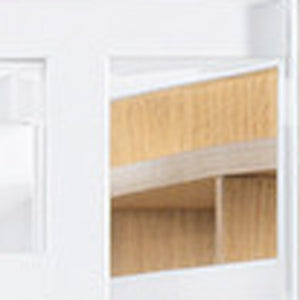 HomeRoots White Twin Over Twin Bunk Bed with Smart Storage, Safety Features & Sturdy Wood-Metal Design 592796