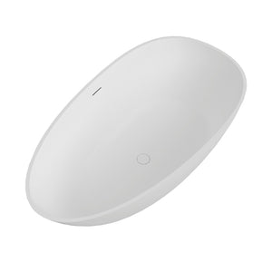 English Elm 59" Stone Resin Freestanding Soaking Tub Spa Grade Oval Design for Modern Baths Matte White W1920P410079