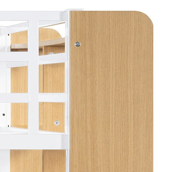 HomeRoots White Full Over Full Bunk Bed with Smart Storage & Clean Lines for Stylish Kids' Rooms 592798
