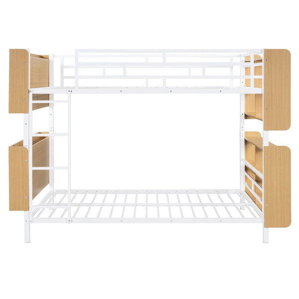 HomeRoots White Full Over Full Bunk Bed with Smart Storage & Clean Lines for Stylish Kids' Rooms 592798