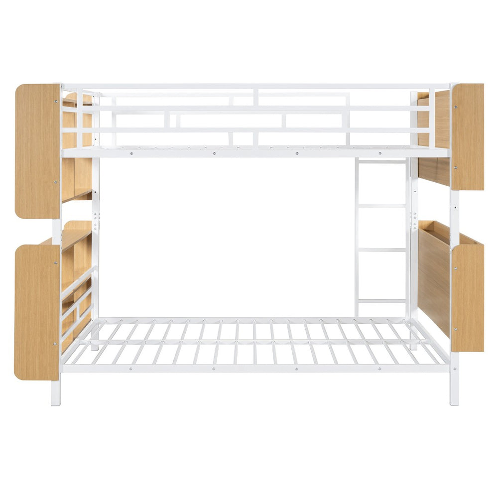 HomeRoots White Full Over Full Bunk Bed with Smart Storage & Clean Lines for Stylish Kids' Rooms 592798