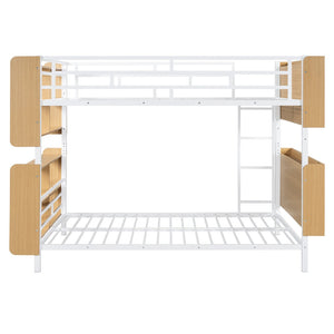 HomeRoots White Full Over Full Bunk Bed with Smart Storage & Clean Lines for Stylish Kids' Rooms 592798