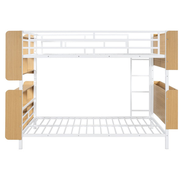 HomeRoots White Full Over Full Bunk Bed with Smart Storage & Clean Lines for Stylish Kids' Rooms 592798