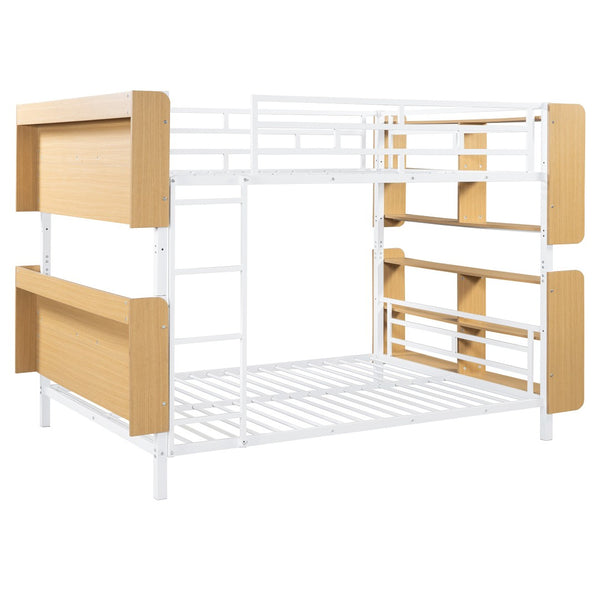 HomeRoots White Full Over Full Bunk Bed with Smart Storage & Clean Lines for Stylish Kids' Rooms 592798