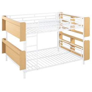 HomeRoots White Full Over Full Bunk Bed with Smart Storage & Clean Lines for Stylish Kids' Rooms 592798