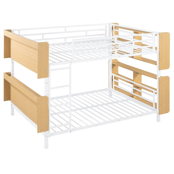 HomeRoots White Full Over Full Bunk Bed with Smart Storage & Clean Lines for Stylish Kids' Rooms 592798
