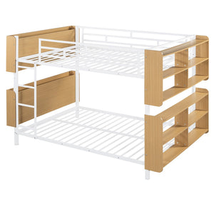 HomeRoots White Full Over Full Bunk Bed with Smart Storage & Clean Lines for Stylish Kids' Rooms 592798