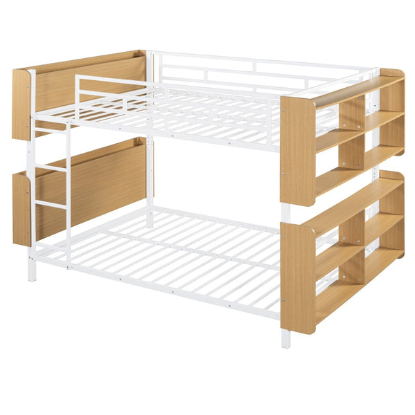 HomeRoots White Full Over Full Bunk Bed with Smart Storage & Clean Lines for Stylish Kids' Rooms 592798