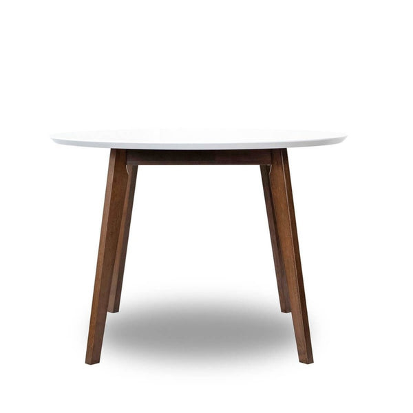 English Elm Alina Round Solid Wood Pedestal Dining Table White Top Dark Walnut Base Seats Four B183P231919