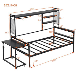 HomeRoots Black Metal Twin Daybed - Stylish Versatile Seating & Sleeping Solution for Modern Spaces & Guests 592803