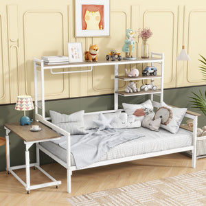 HomeRoots White Metal Twin Day Bed - Stylish Convertible Sofa & Sleep Solution for Small Spaces, Durable & Chic! 592804