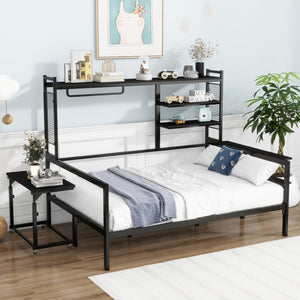 HomeRoots Black Metal Full Day Bed - Stylish, Durable Frame for Versatile Seating & Sleeping in Any Space 592805