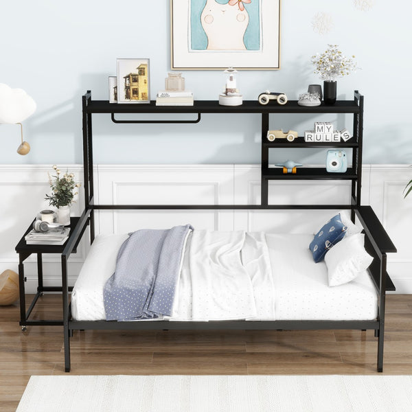 HomeRoots Black Metal Full Day Bed - Stylish, Durable Frame for Versatile Seating & Sleeping in Any Space 592805