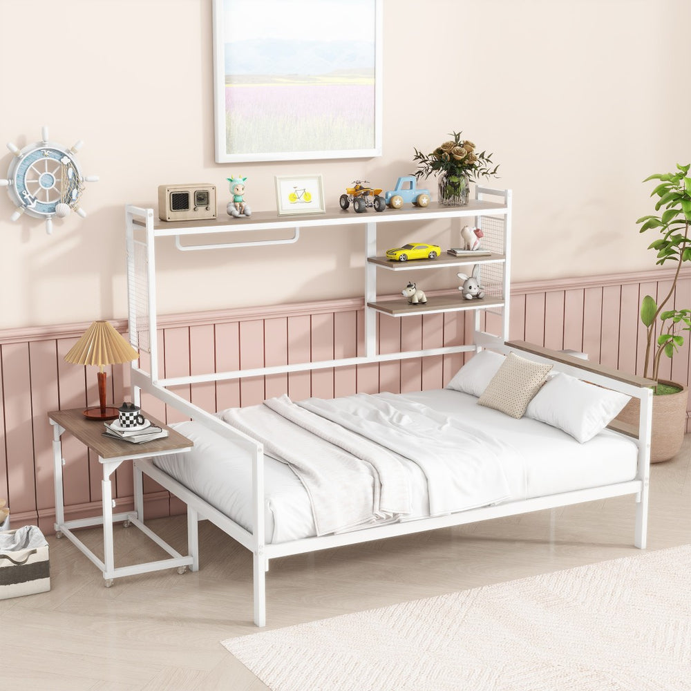 HomeRoots White Metal Full Day Bed - Elegant Multi-Functional Seating & Sleeping Solution for Compact Spaces 592806