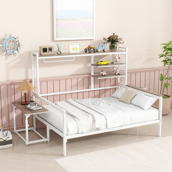 HomeRoots White Metal Full Day Bed - Elegant Multi-Functional Seating & Sleeping Solution for Compact Spaces 592806