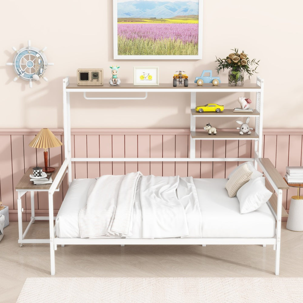 HomeRoots White Metal Full Day Bed - Elegant Multi-Functional Seating & Sleeping Solution for Compact Spaces 592806