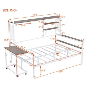 HomeRoots White Metal Full Day Bed - Elegant Multi-Functional Seating & Sleeping Solution for Compact Spaces 592806