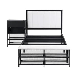 HomeRoots Black Upholstered Twin Bed Frame with Stylish Metal & Tufted Design for Modern Bedroom Comfort 592807