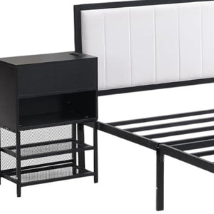 HomeRoots Black Upholstered Twin Bed Frame with Stylish Metal & Tufted Design for Modern Bedroom Comfort 592807